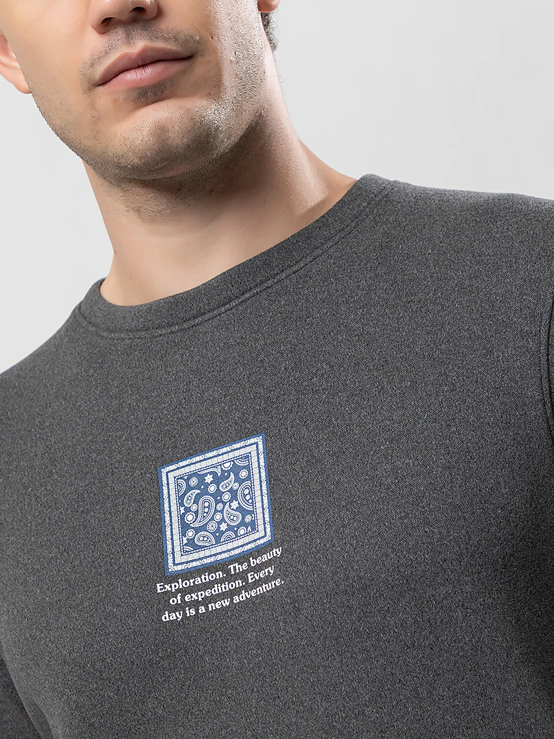 Men's Solid Graphic Sweatshirt - Image 5