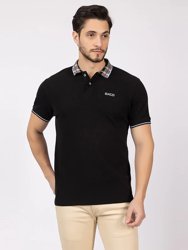 Men's Checked-print Collar Polo