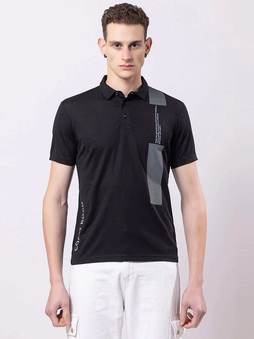 Men's Vertical Side-print Polo