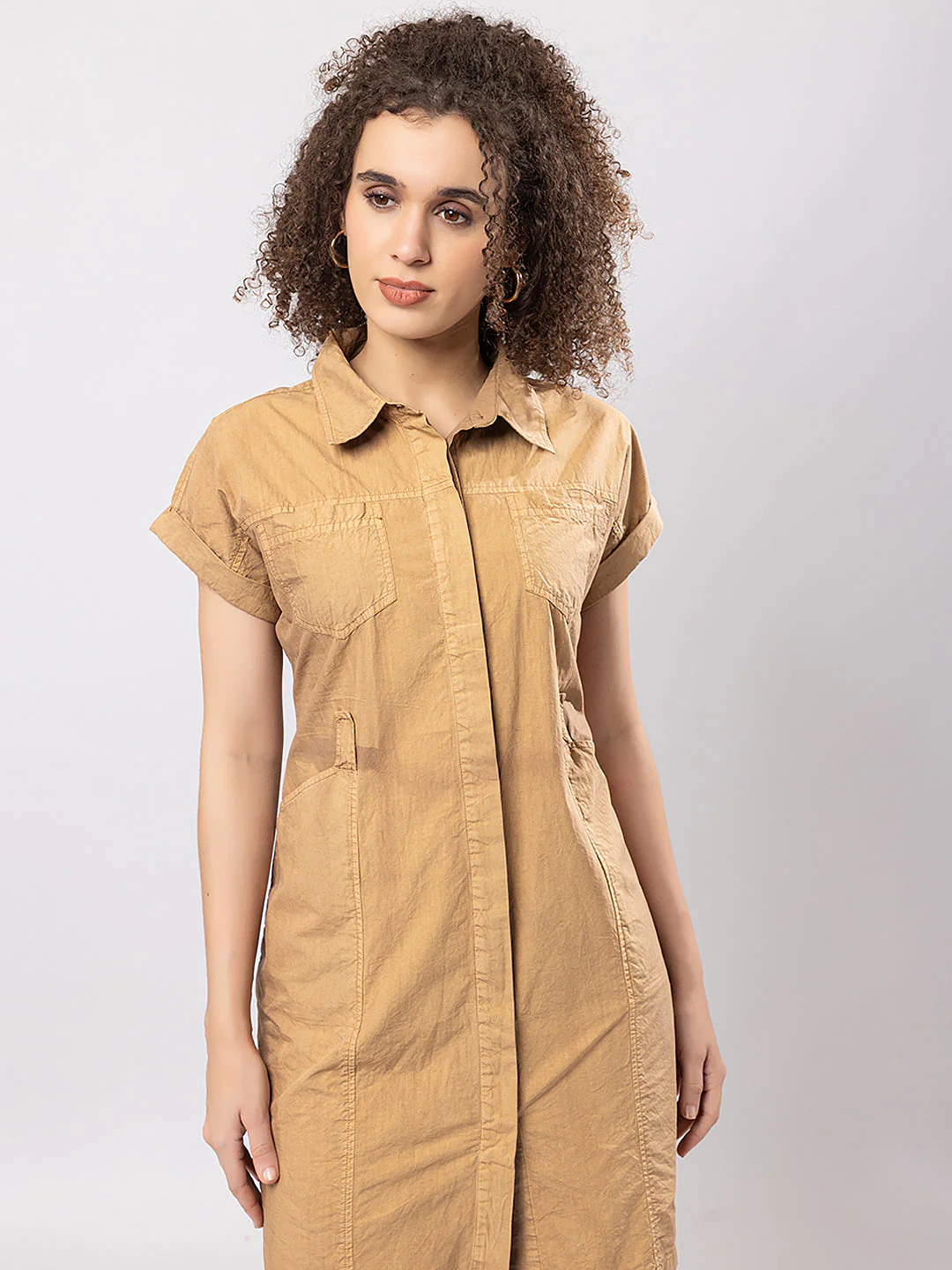 PRINTED Cotton SQUARE NECK 3/4 SLEEVES EXTRA LONG DRESS