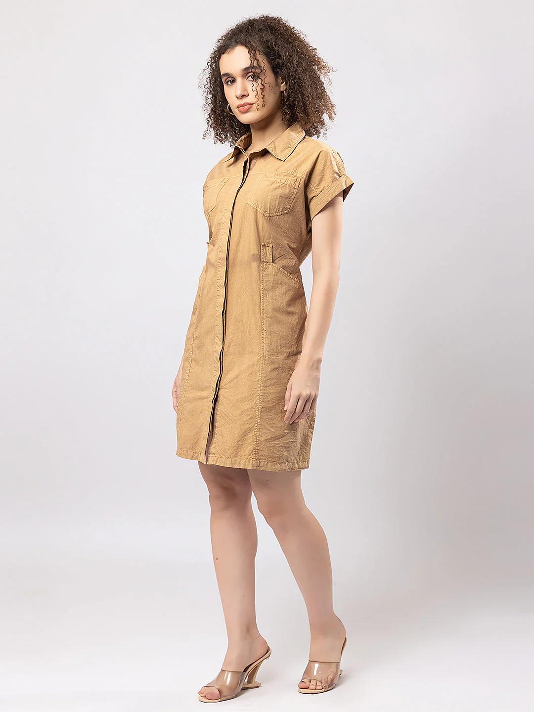 PRINTED Cotton SQUARE NECK 3/4 SLEEVES EXTRA LONG DRESS - Image 4