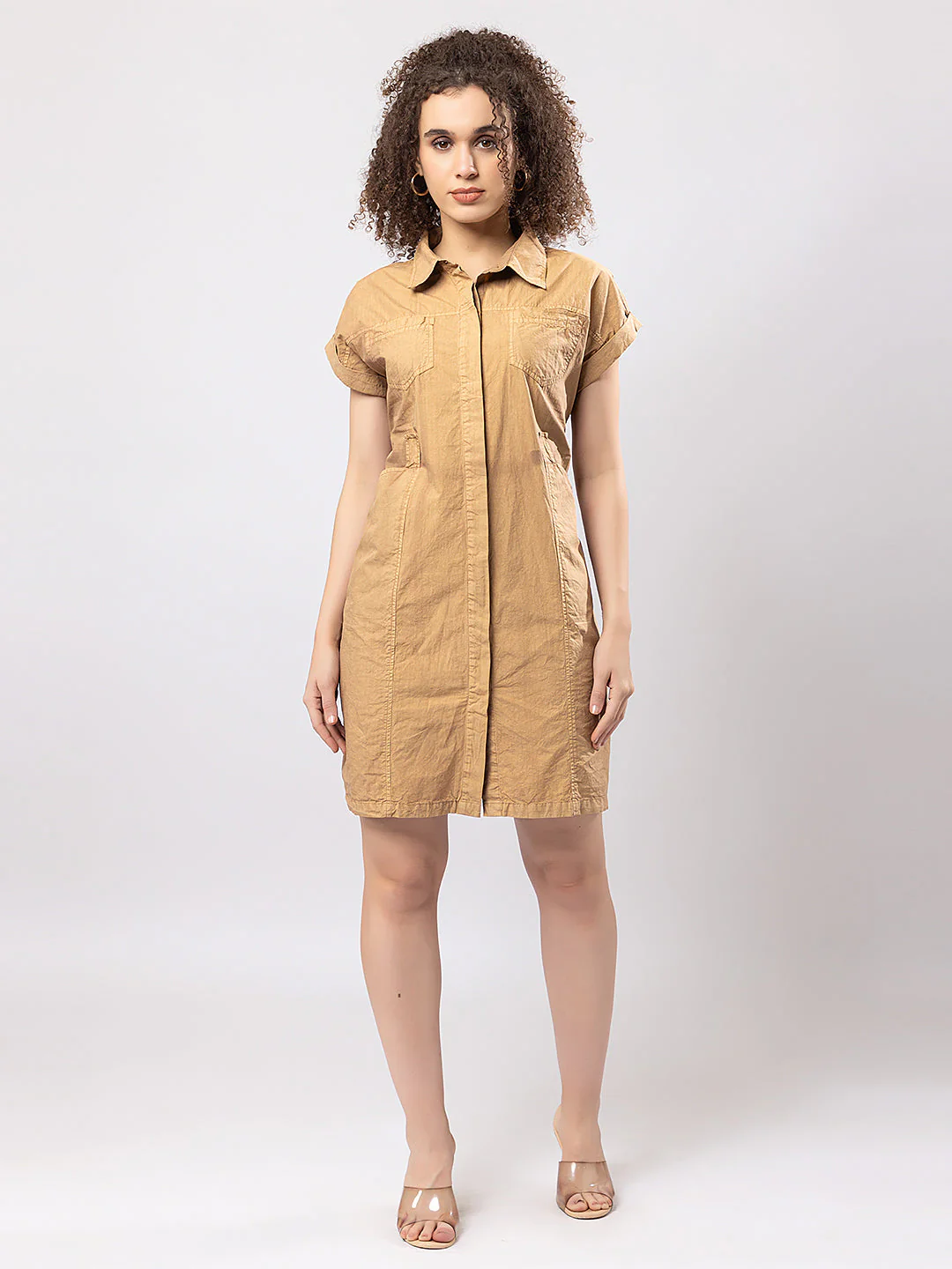 PRINTED Cotton SQUARE NECK 3/4 SLEEVES EXTRA LONG DRESS - Image 5
