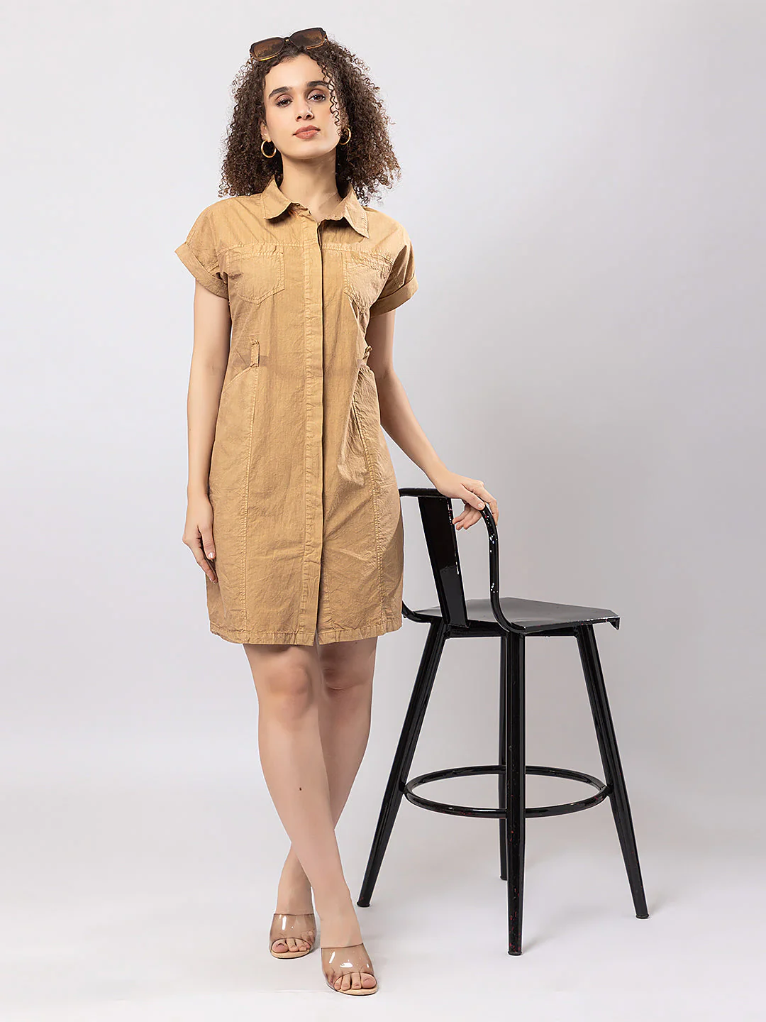 PRINTED Cotton SQUARE NECK 3/4 SLEEVES EXTRA LONG DRESS - Image 6