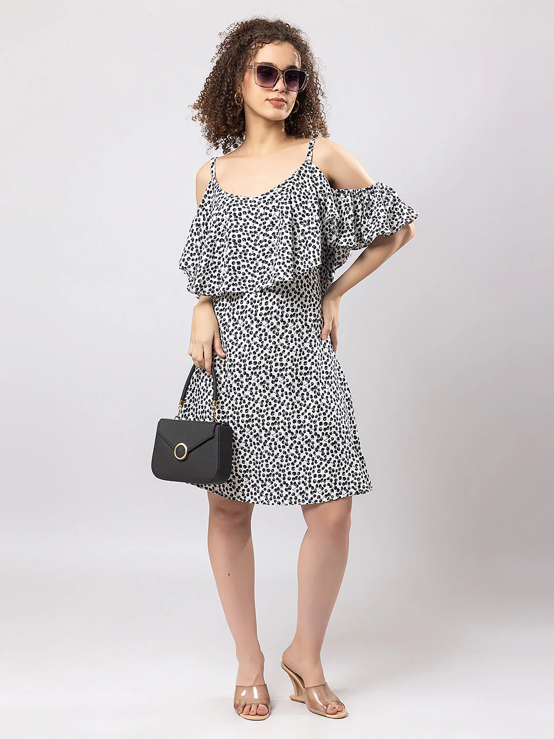 PRINTED RAYON SQUARE NECK 3/4 SLEEVES EXTRA LONG DRESS - Image 3