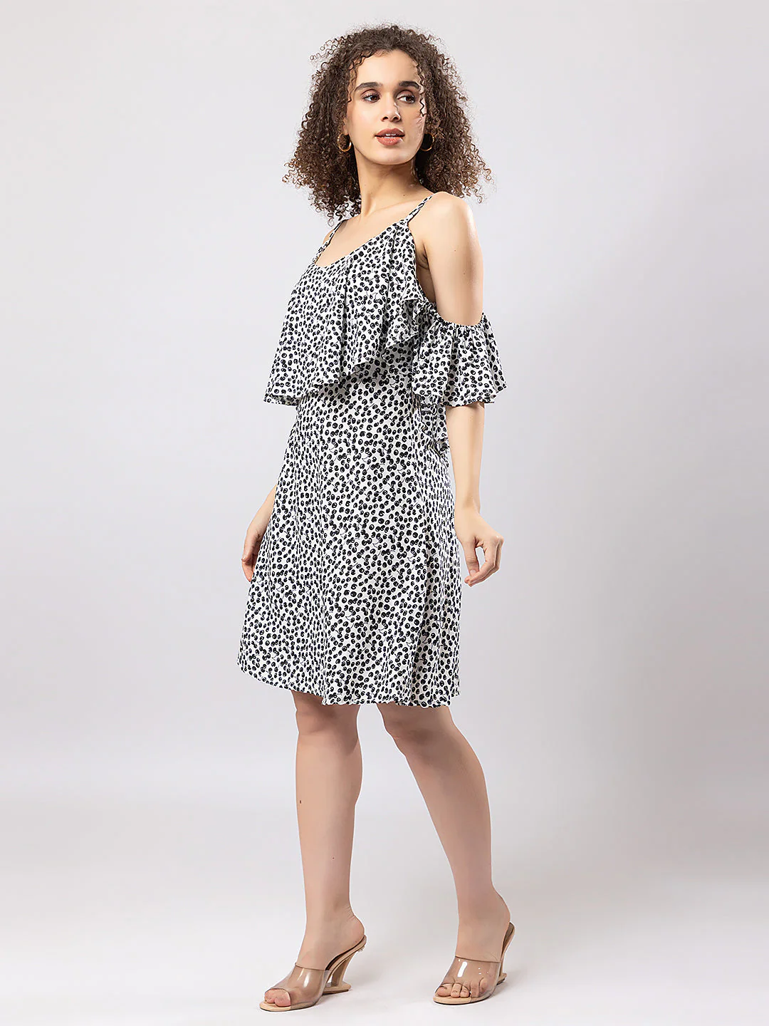 PRINTED RAYON SQUARE NECK 3/4 SLEEVES EXTRA LONG DRESS - Image 4
