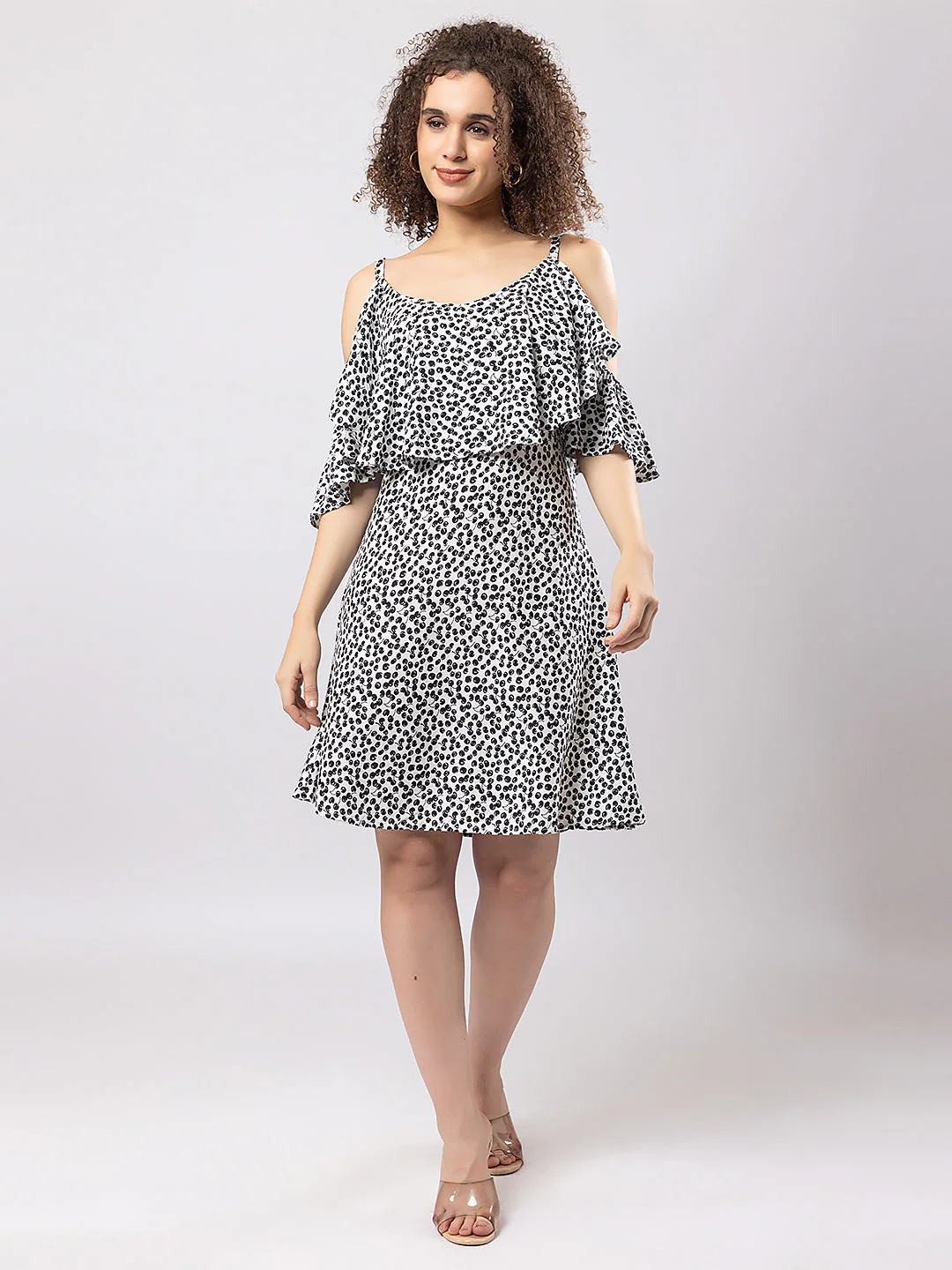 PRINTED RAYON SQUARE NECK 3/4 SLEEVES EXTRA LONG DRESS - Image 5