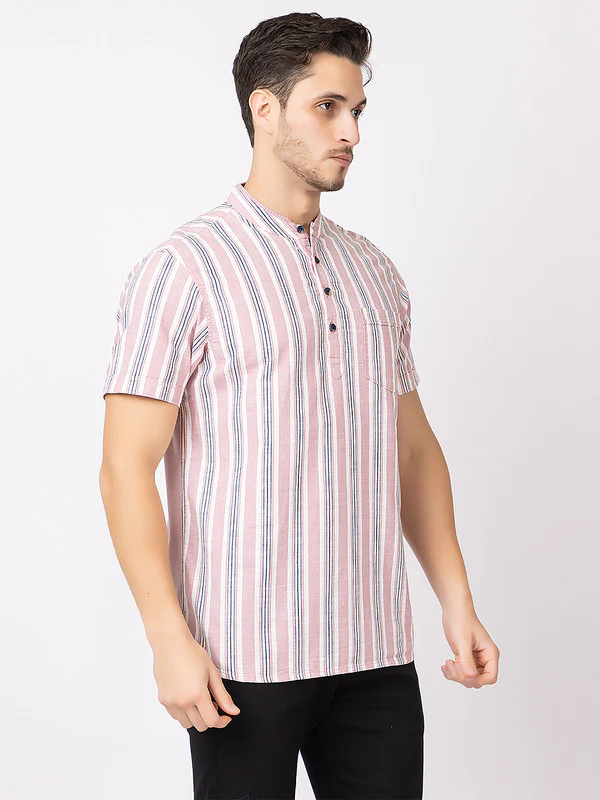 Men's Straight-stripe Half Kurta - Image 10