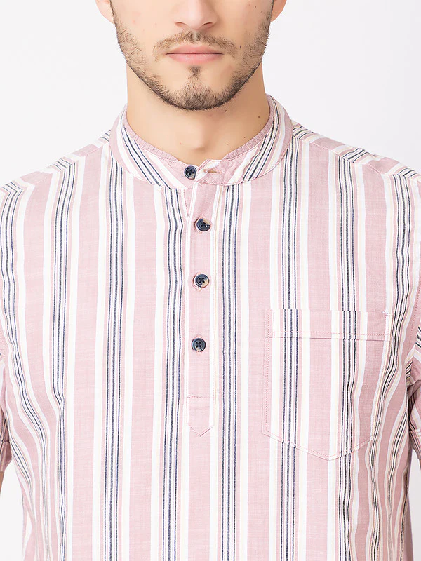 Men's Straight-stripe Half Kurta - Image 11