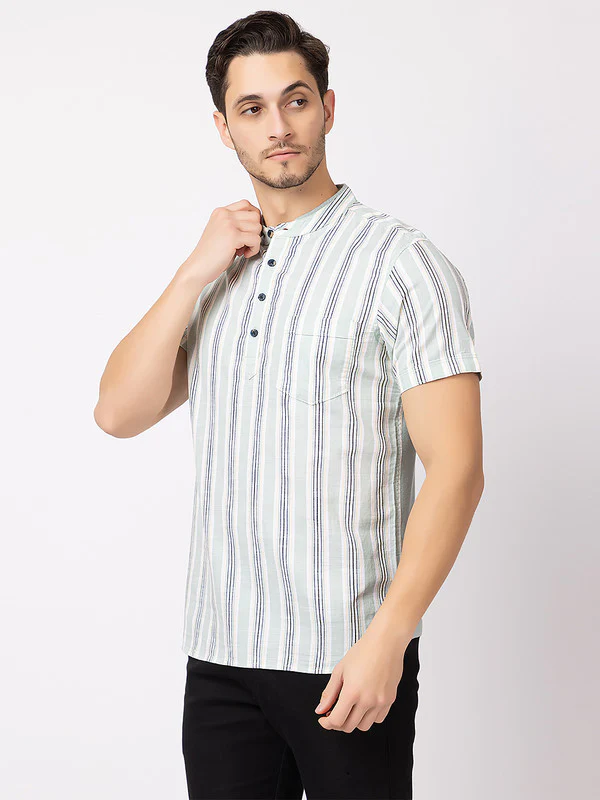 Men's Straight-stripe Half Kurta - Image 2