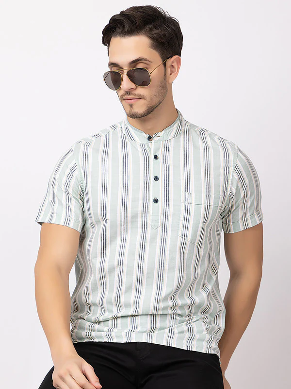 Men's Straight-stripe Half Kurta - Image 6