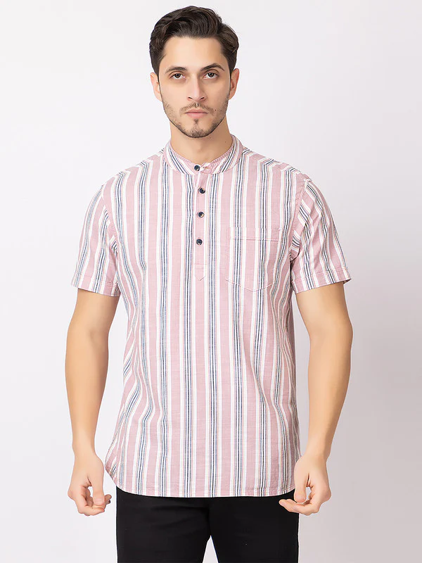 Men's Straight-stripe Half Kurta - Image 8