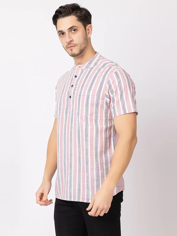 Men's Straight-stripe Half Kurta - Image 9