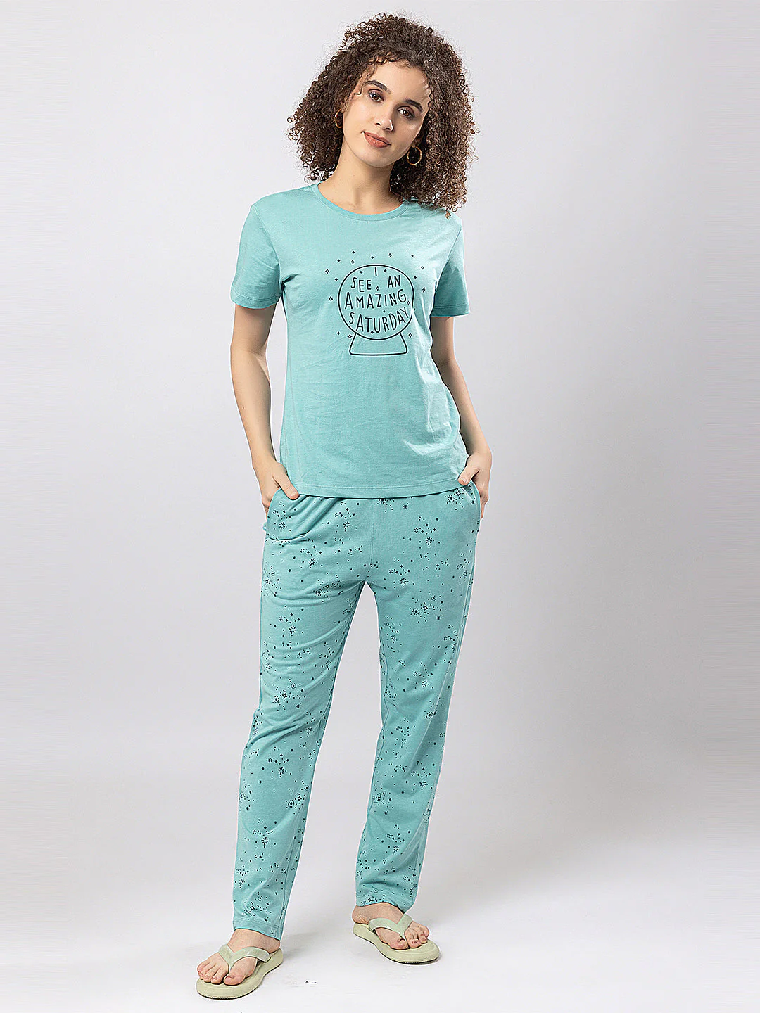 Round Neck tshirt and Check Printed Lower - Image 2
