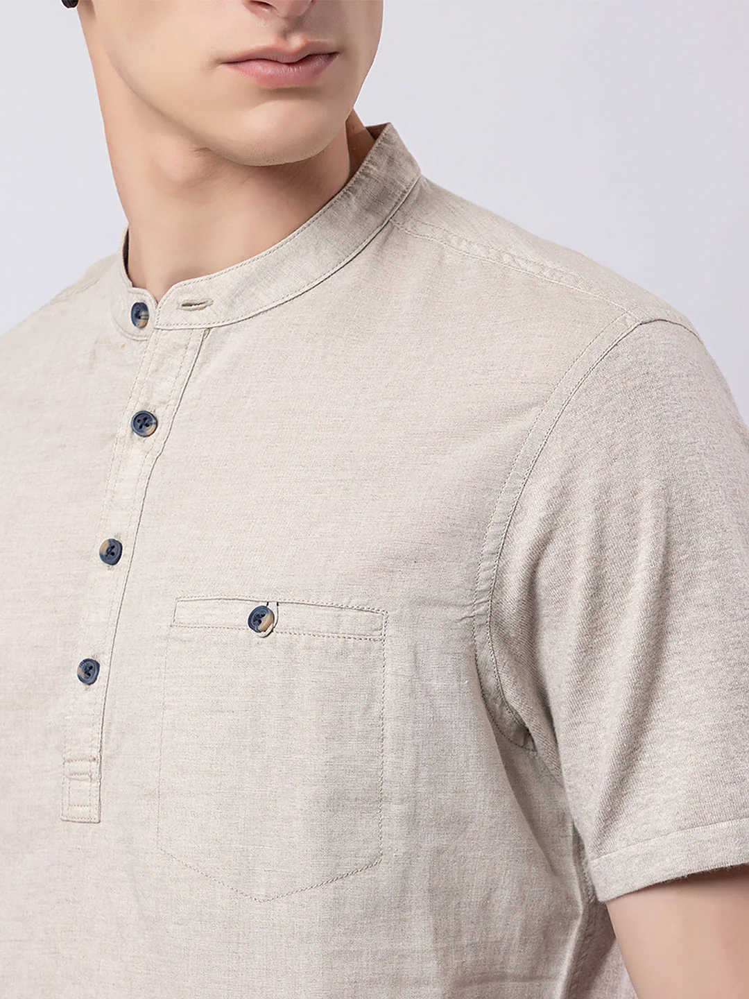 Light Monocolour Knitted Kurta - Image 13