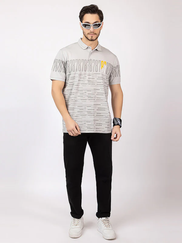 Men's Glitch-print Polo T-shirt - Image 2