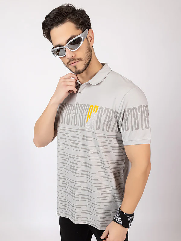 Men's Glitch-print Polo T-shirt - Image 3