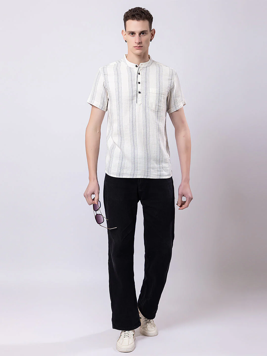 Line Striped Knitted Kurta - Image 4