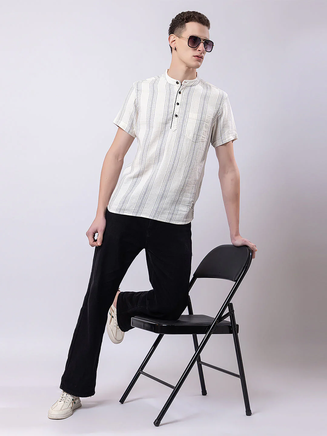 Line Striped Knitted Kurta - Image 5