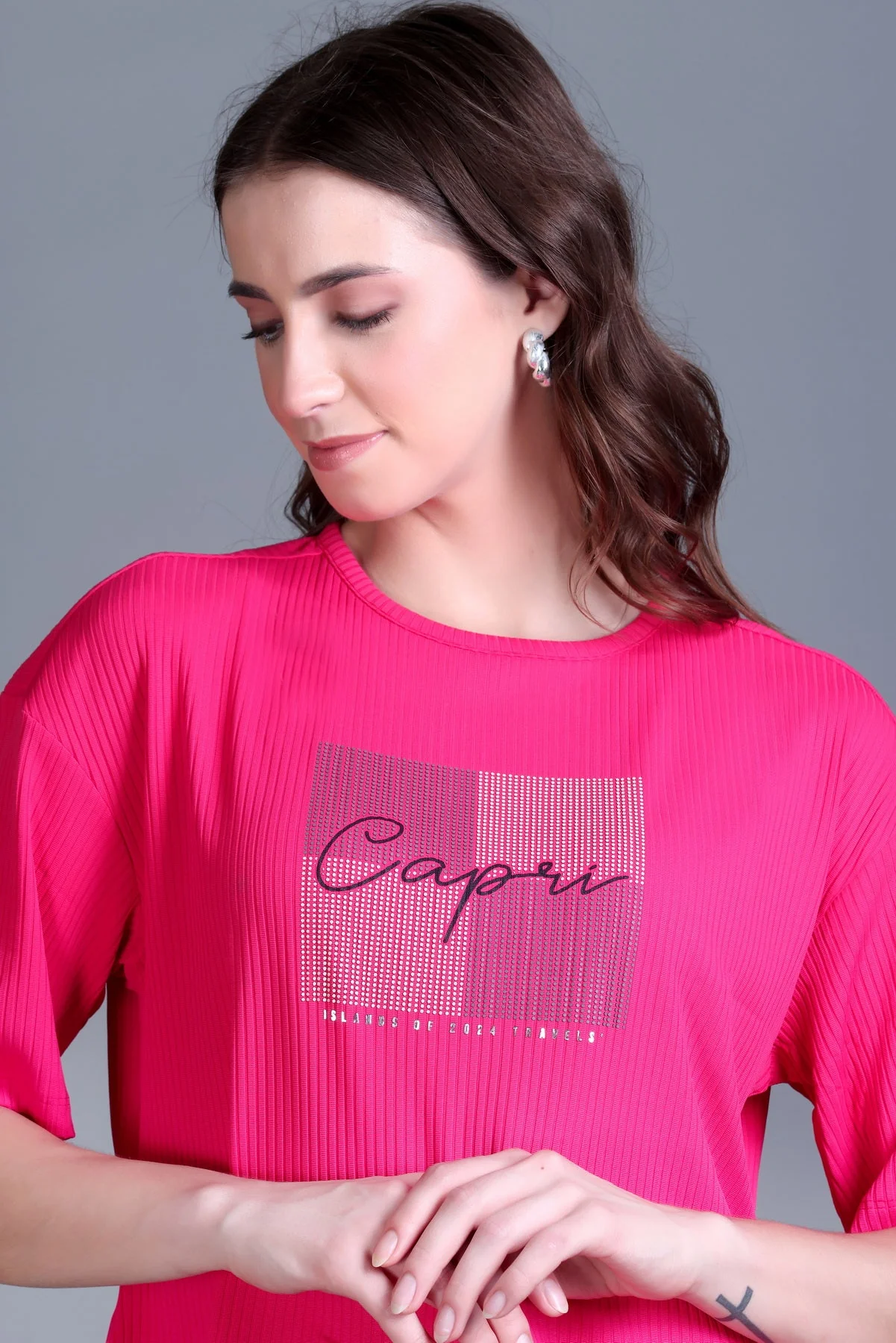 Women's Cable-Knit Short Tee - Image 13