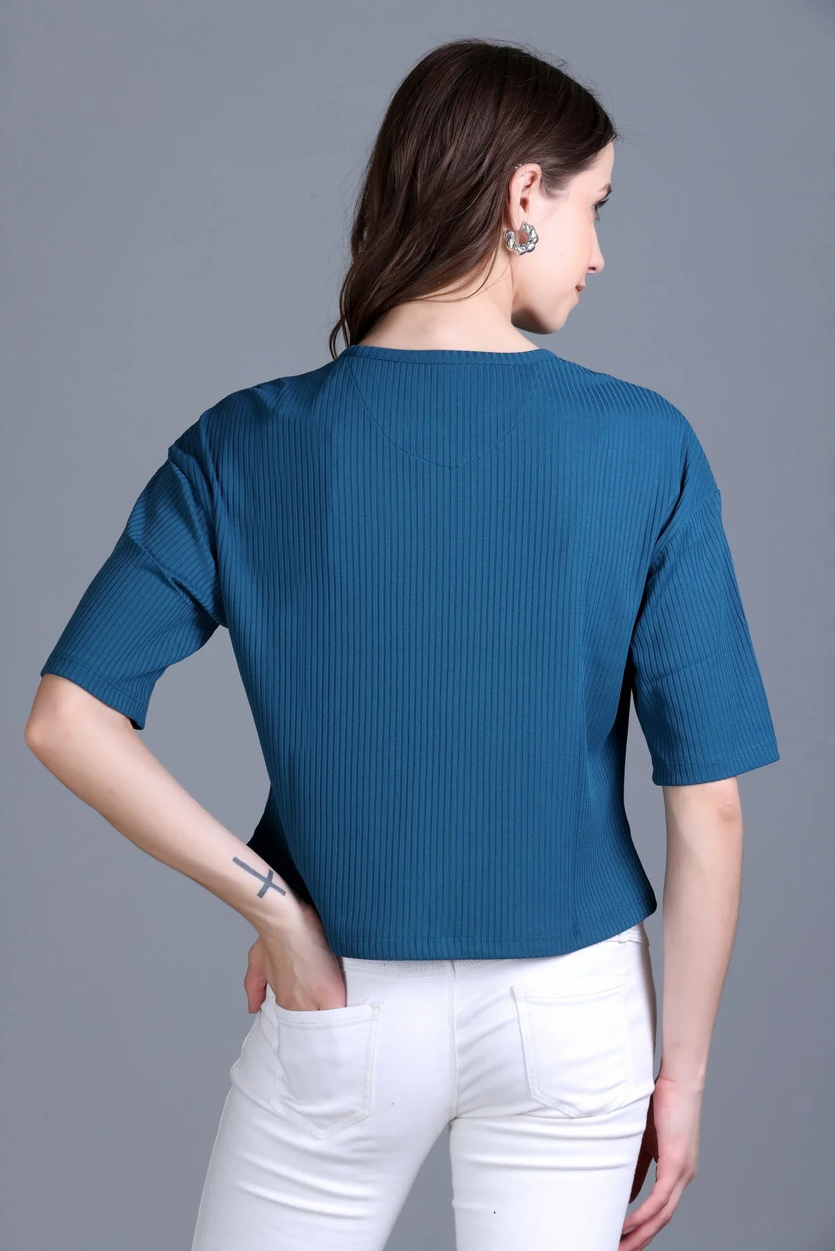 Women's Cable-Knit Short Tee - Image 25