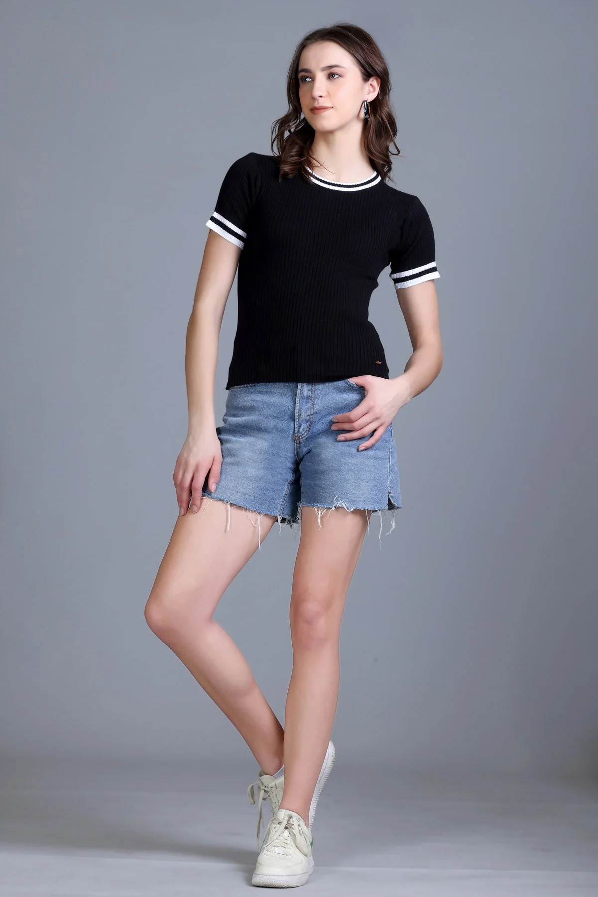 Women's Cable-Knit Short Tee - Image 5