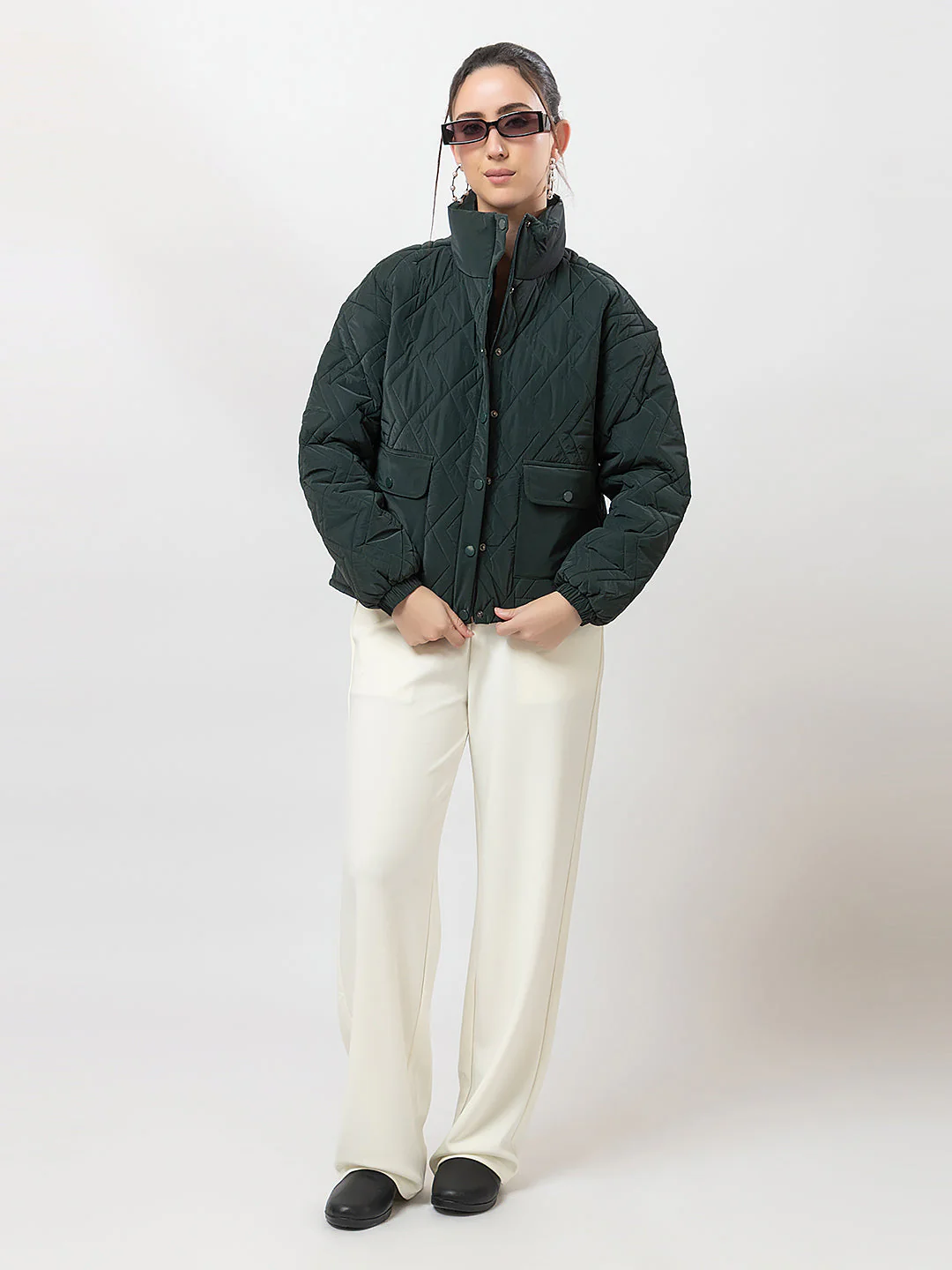 Women's Quilted Button-up Jacket - Image 2