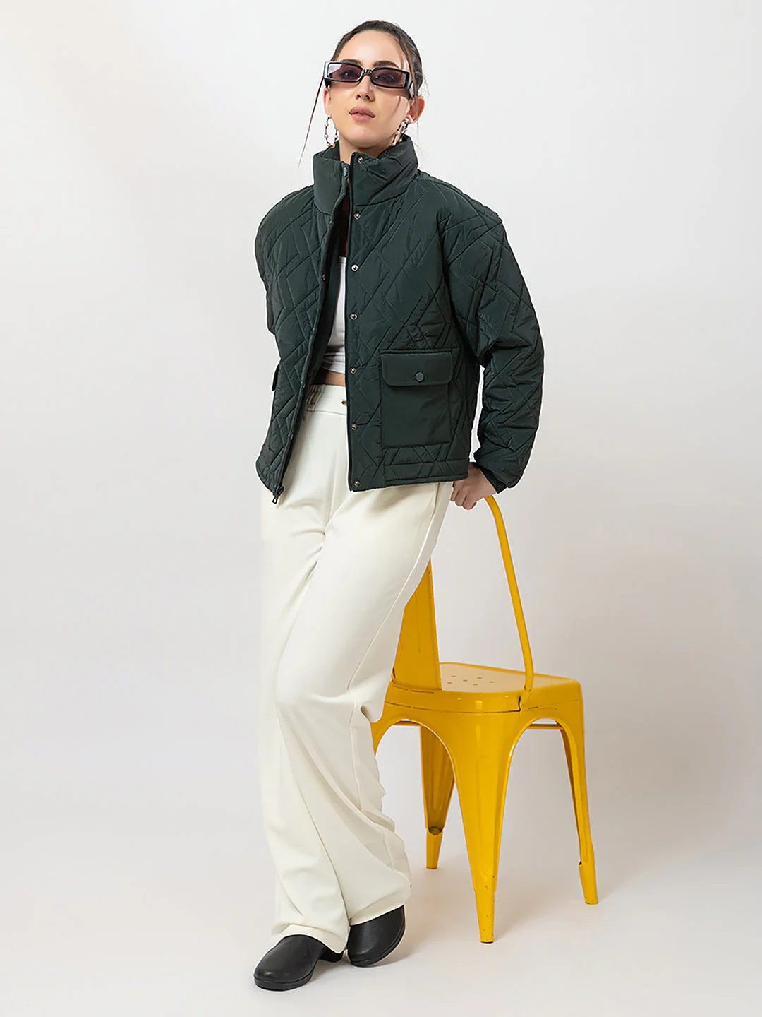 Women's Quilted Button-up Jacket - Image 3