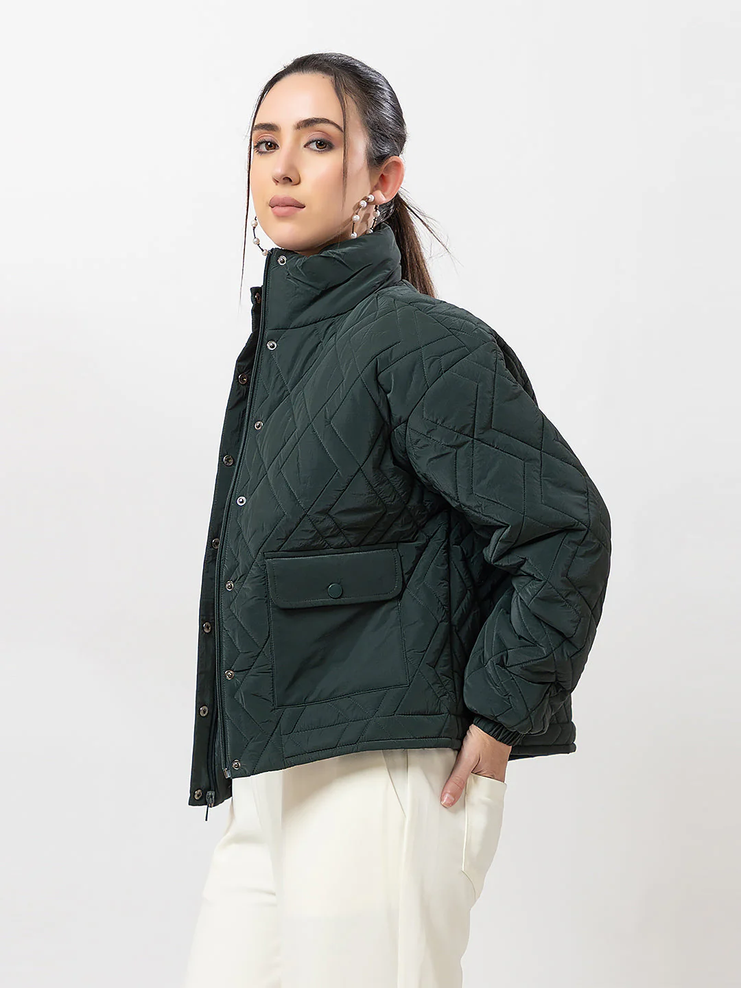 Women's Quilted Button-up Jacket - Image 5