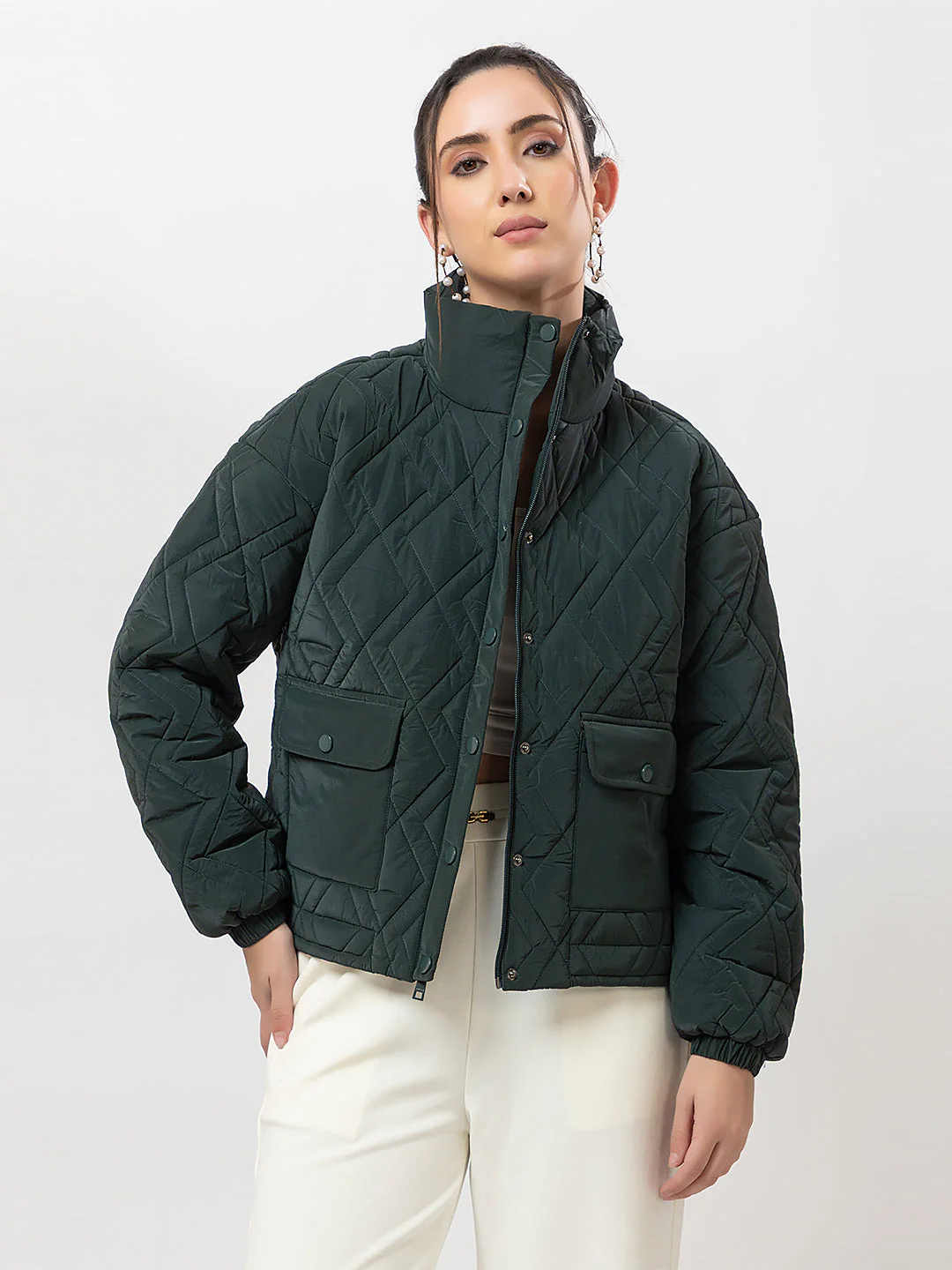 Women's Quilted Button-up Jacket - Image 6