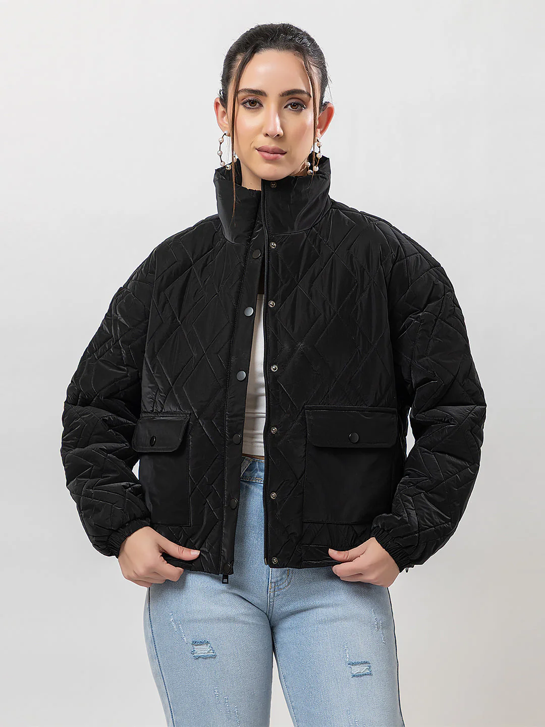 Women's Quilted Button-up Jacket - Image 3