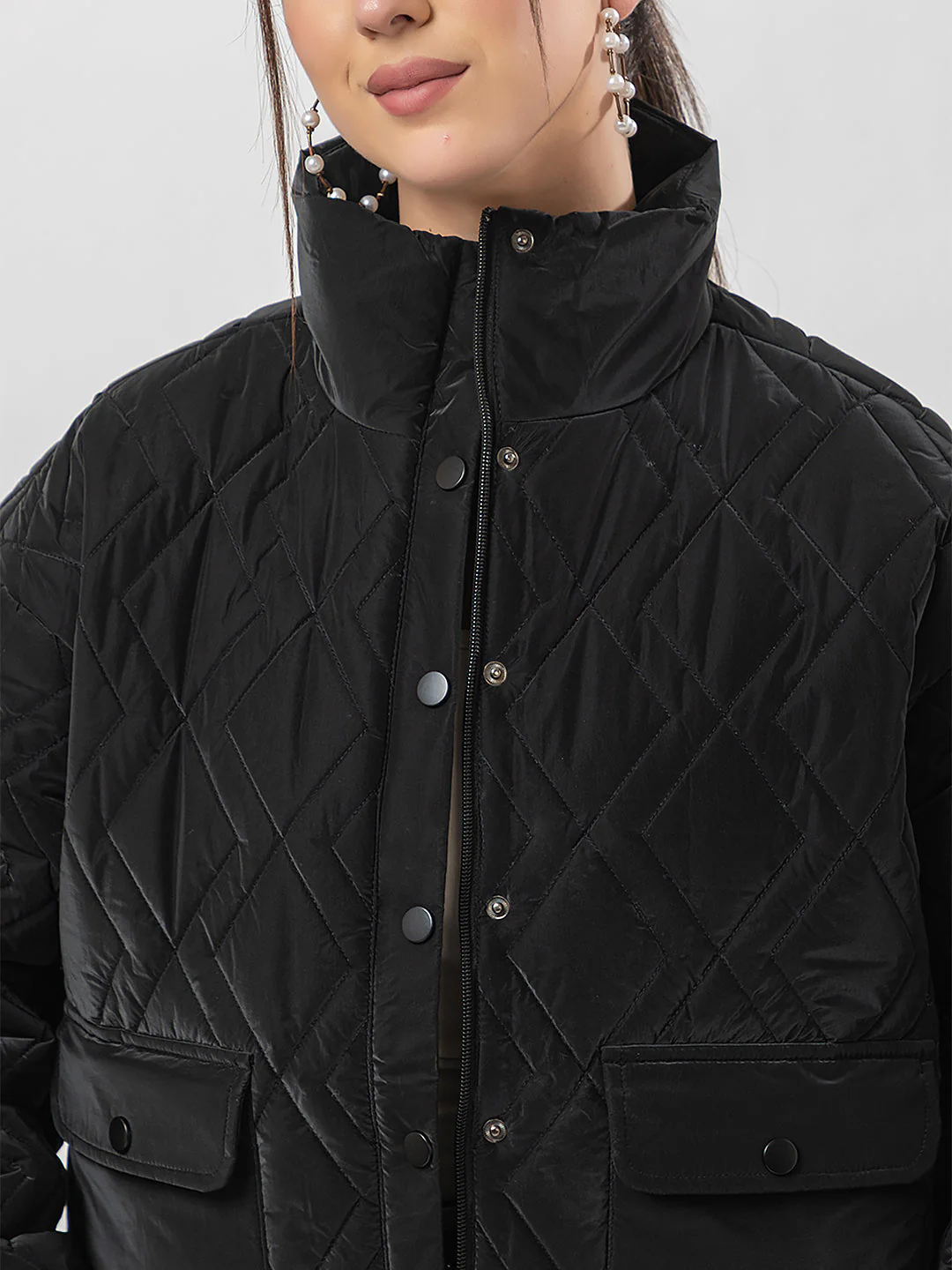 Women's Quilted Button-up Jacket - Image 6