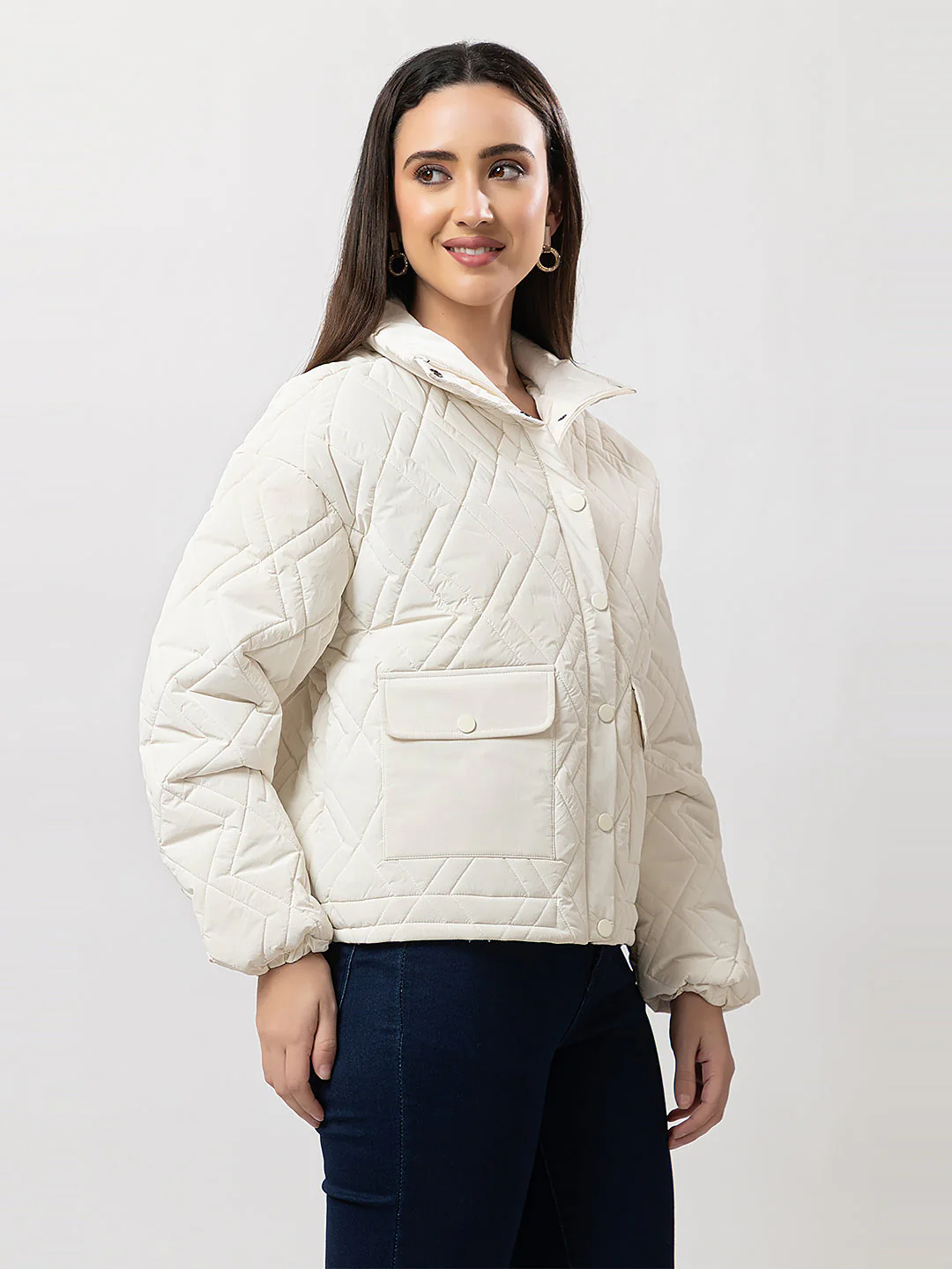 Women's Quilted Button-up Jacket - Image 2