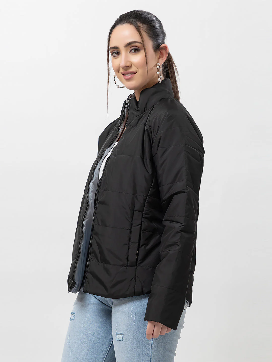 Women's Quilted Zipper Jacket - Image 3