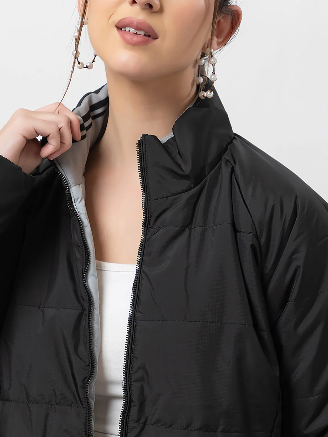 Women's Quilted Zipper Jacket - Image 5