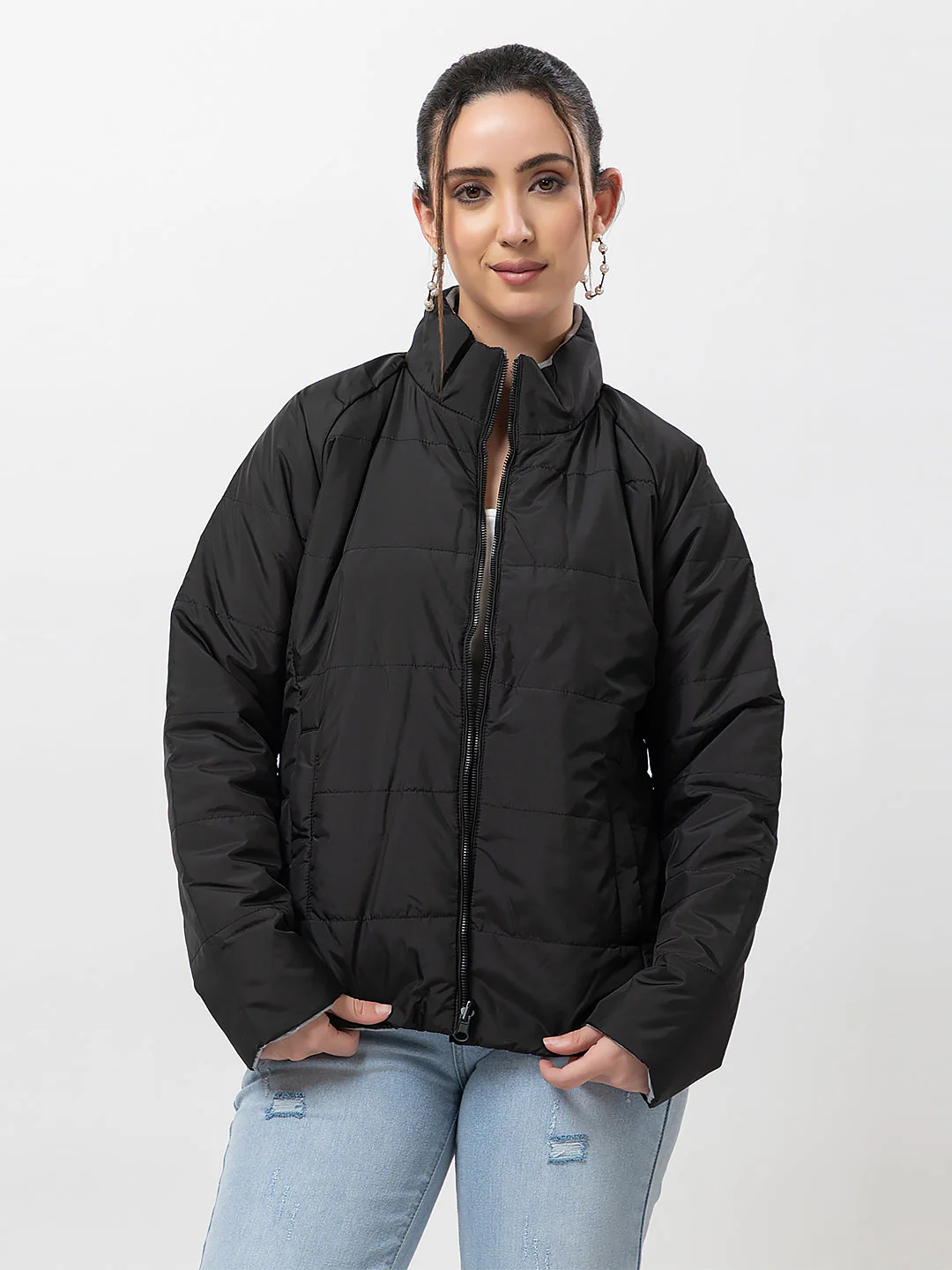 Women's Quilted Zipper Jacket - Image 7