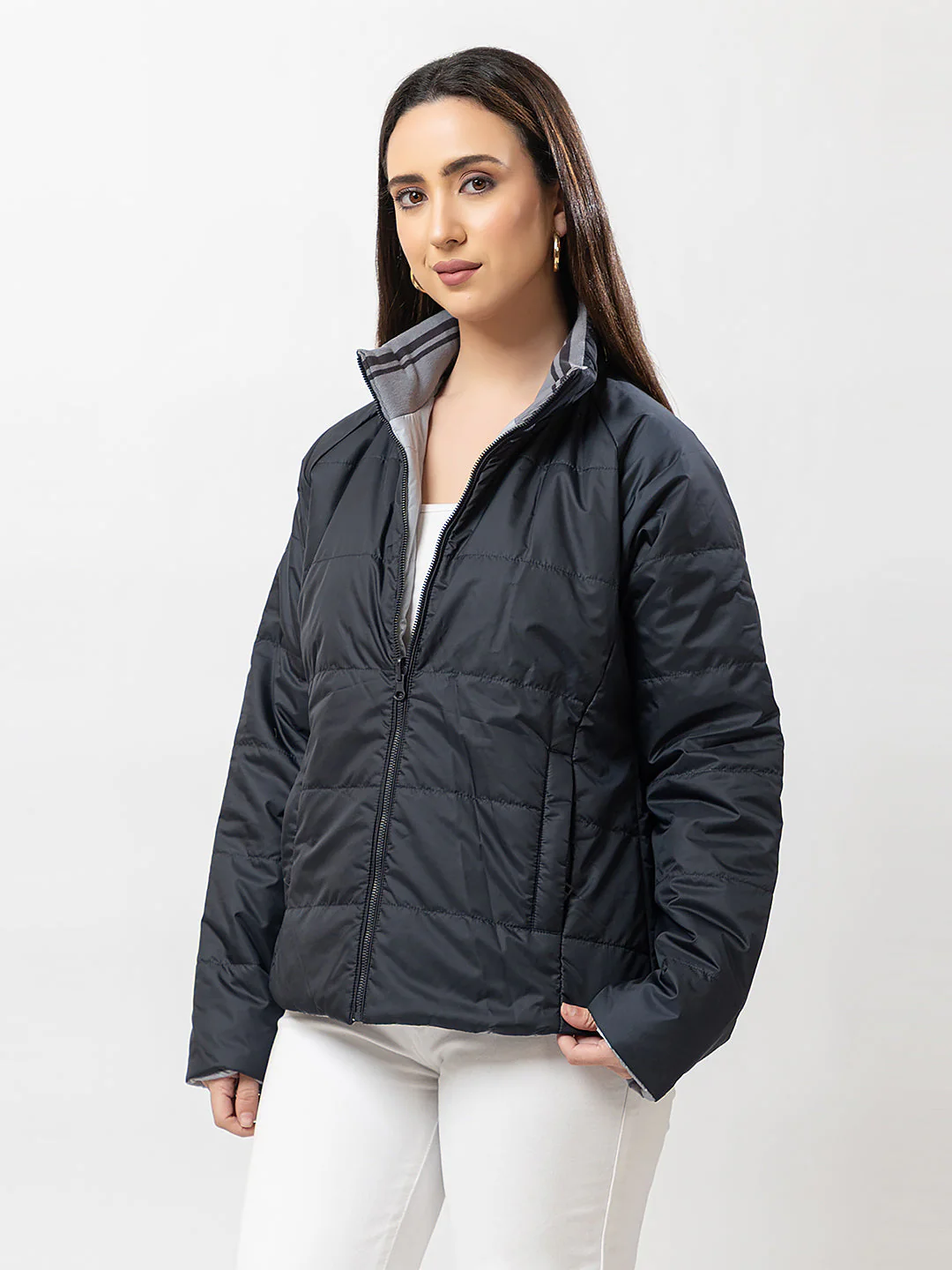Women's Quilted Zipper Jacket - Image 5