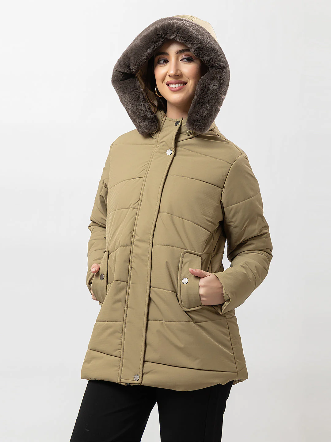 Women's Fur-Neck Full Jacket - Image 6