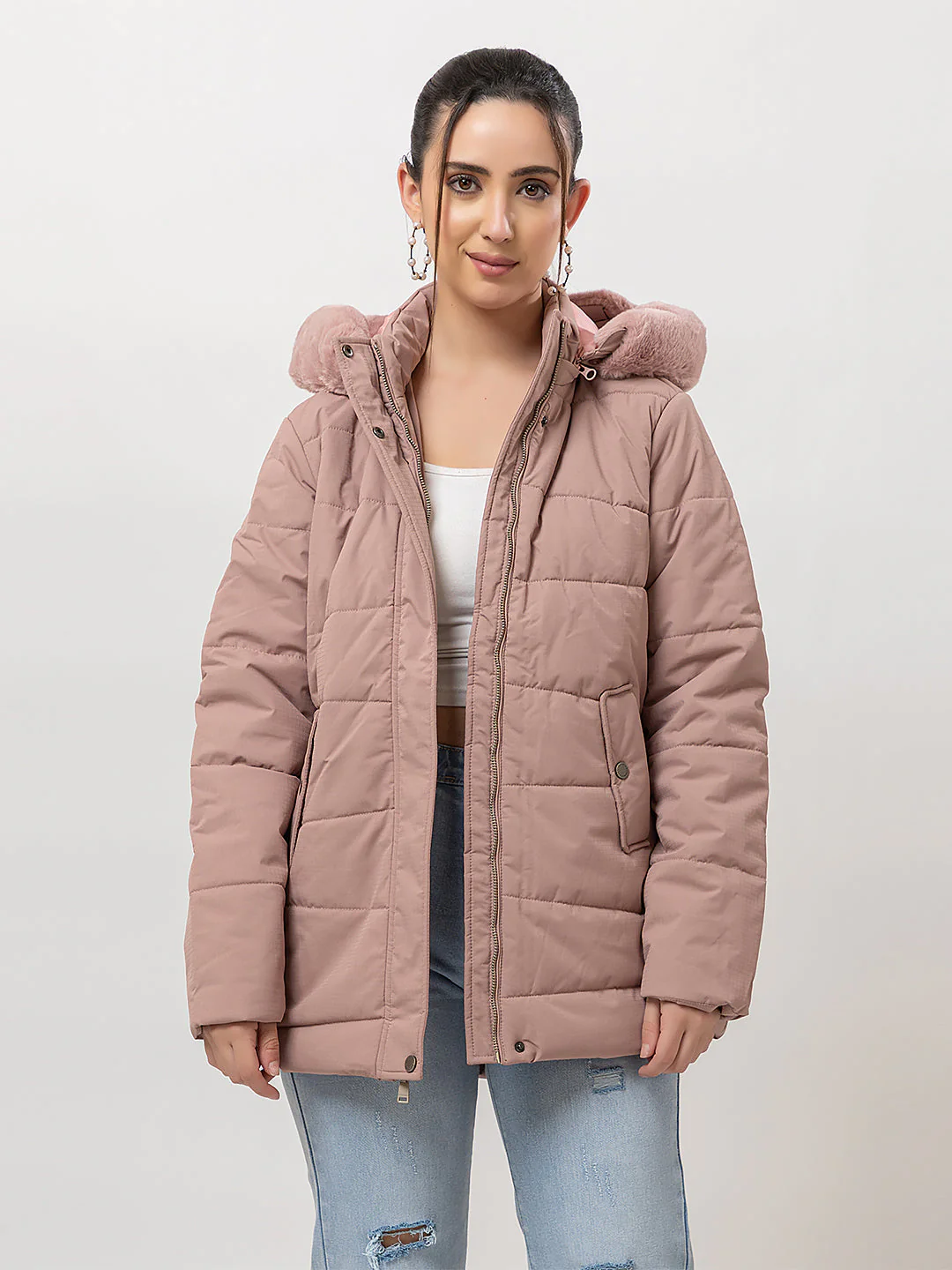Women's Fur-Neck Full Jacket - Image 3