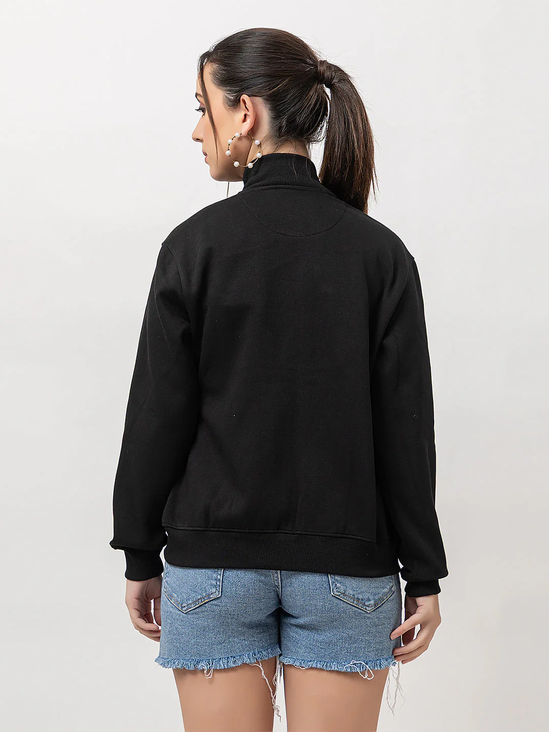 Women's Solid Zipper Sweatshirt - Image 5