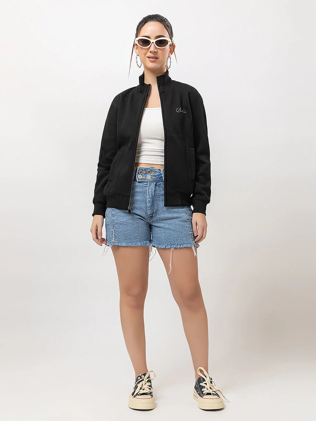 Women's Solid Zipper Sweatshirt - Image 6