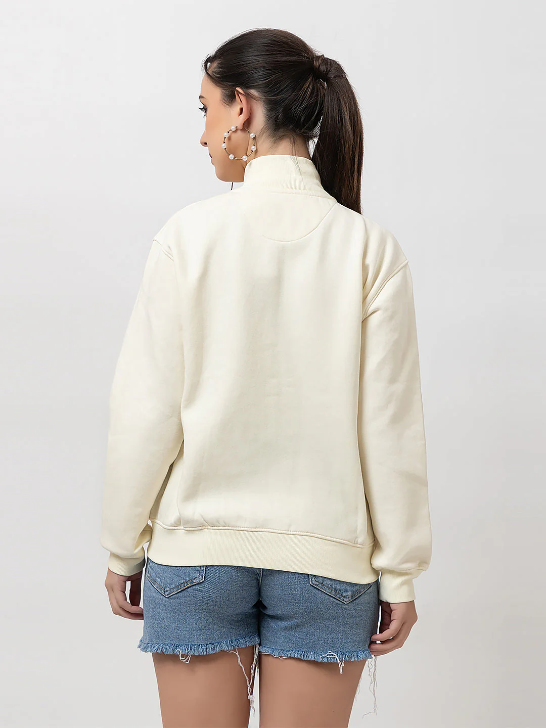 Women's Solid Zipper Sweatshirt - Image 2