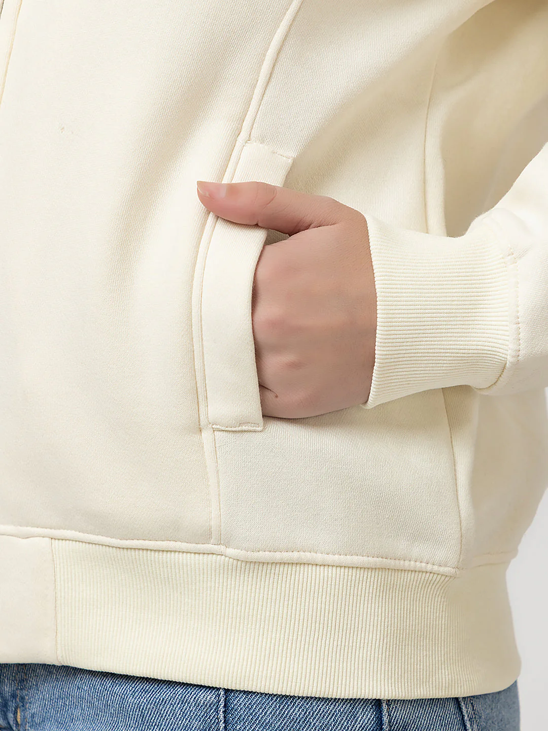 Women's Solid Zipper Sweatshirt - Image 3