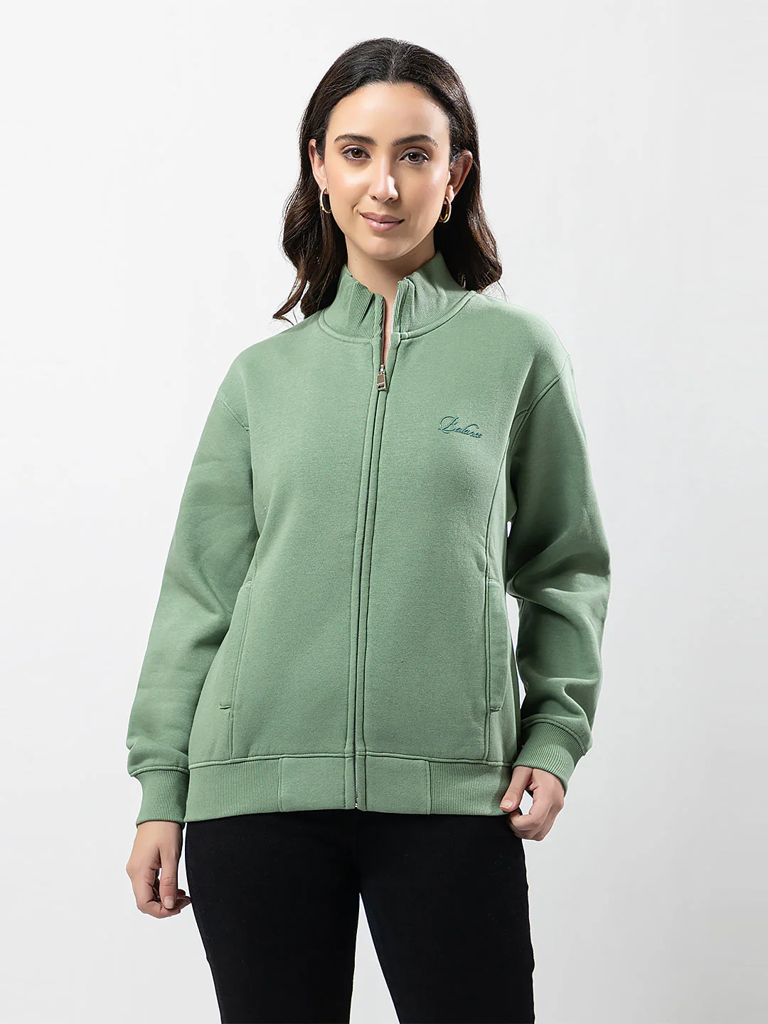 Women's Solid Zipper Sweatshirt