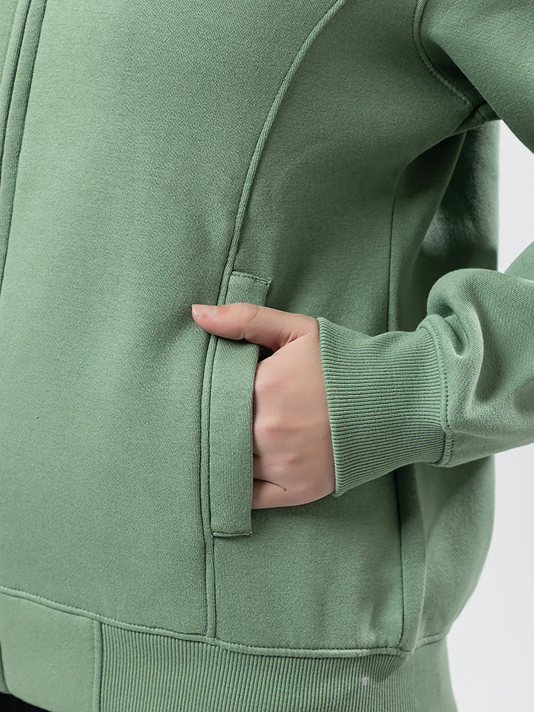 Women's Solid Zipper Sweatshirt - Image 5