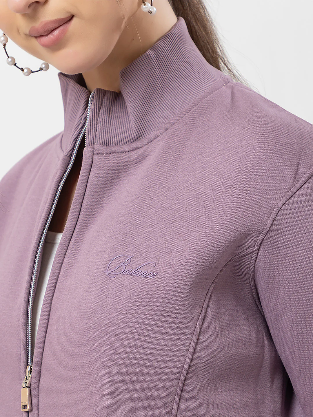 Women's Solid Zipper Sweatshirt - Image 7