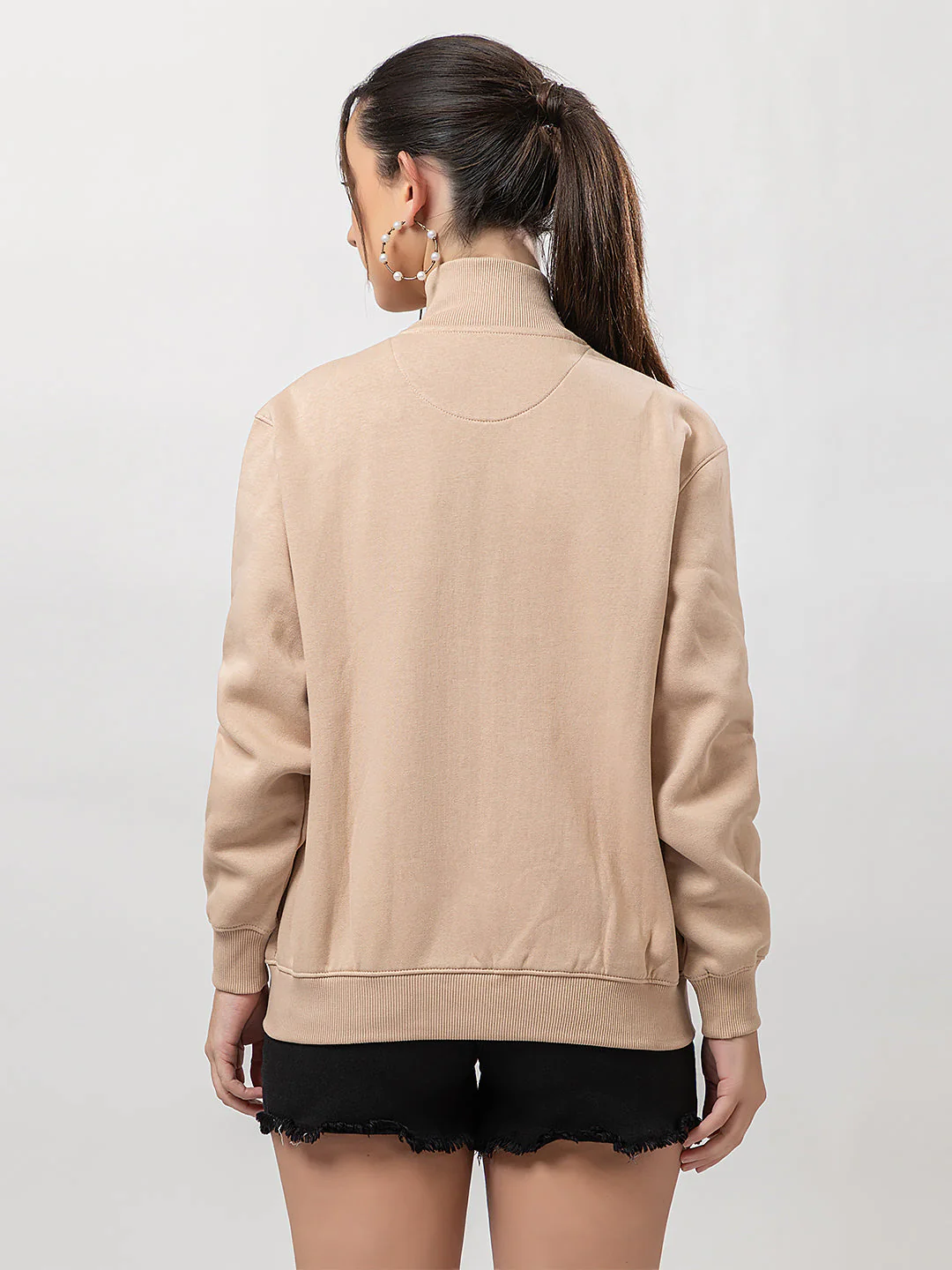 Women's Solid Zipper Sweatshirt - Image 6