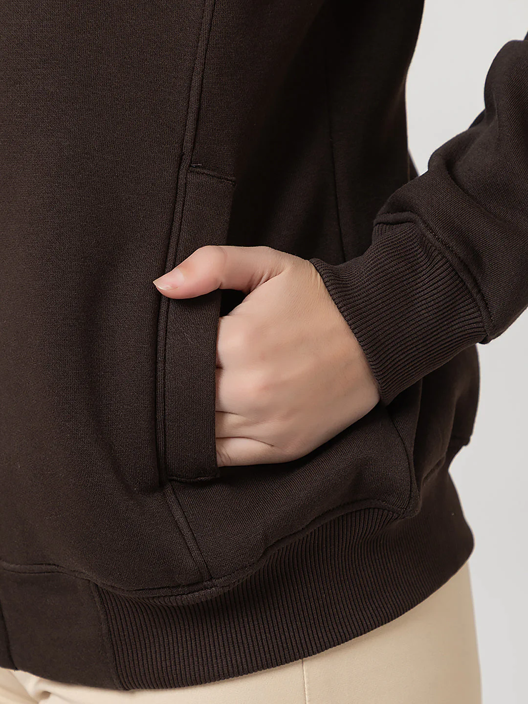 Women's Solid Zipper Sweatshirt - Image 4