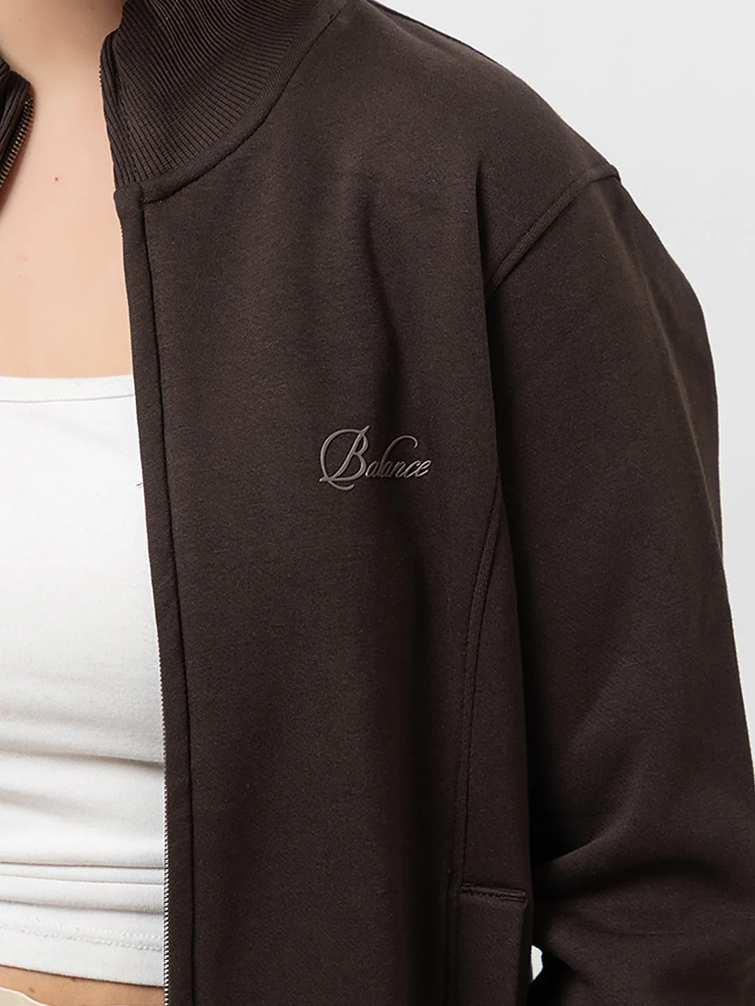 Women's Solid Zipper Sweatshirt - Image 6