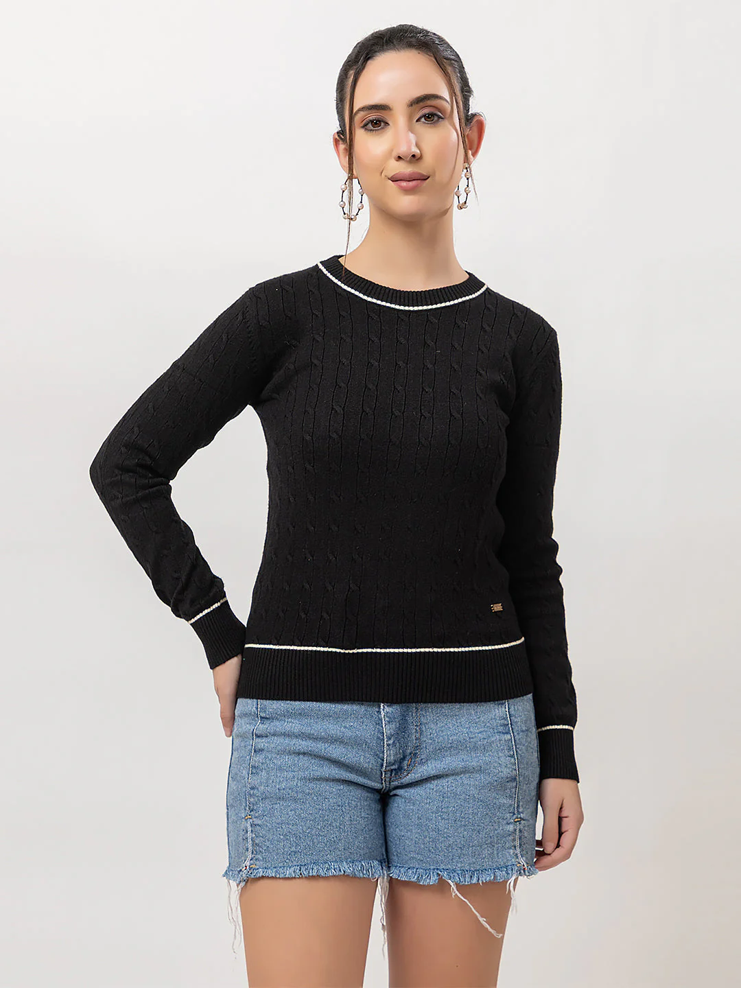 Women's Cable-Knit Solid Sweater