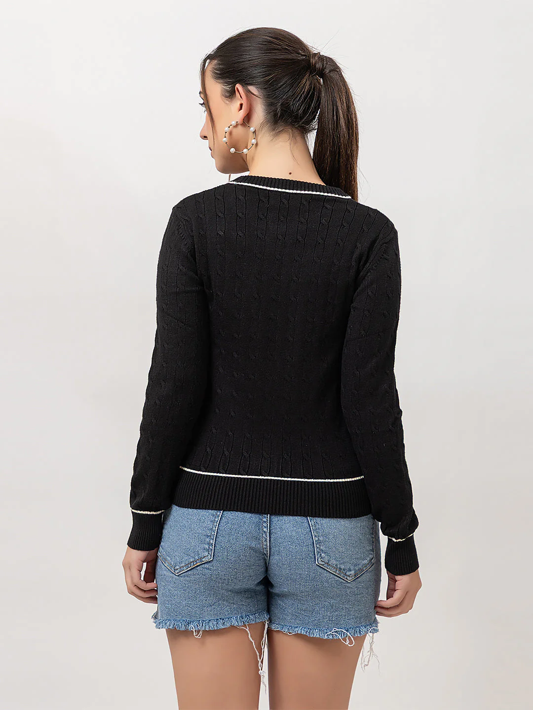 Women's Cable-Knit Solid Sweater - Image 4